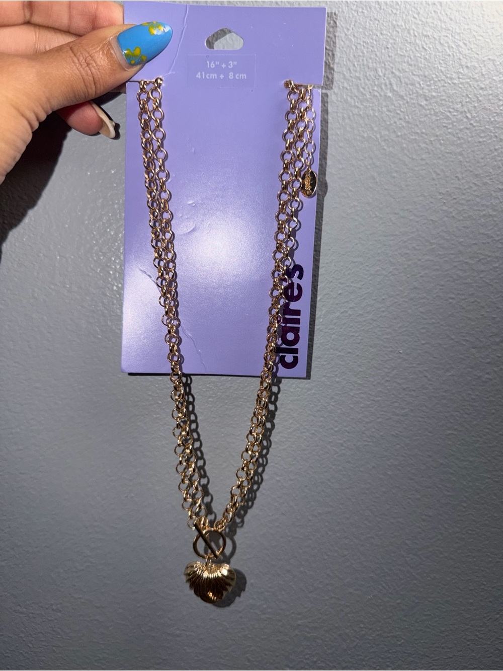 Claire's Gold Layered Chain Necklace with Textured Heart Charm
